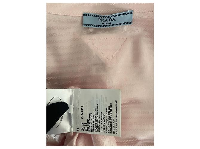 Camicia cropped Prada in seta rosa - vista 3