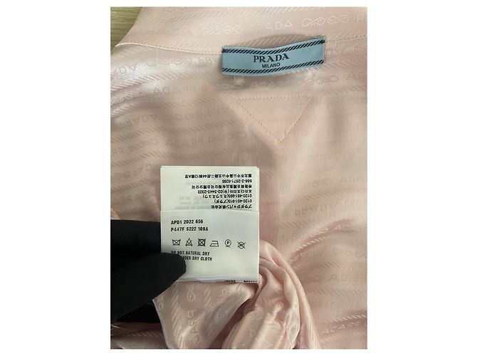 Camicia cropped Prada in seta rosa - vista 4