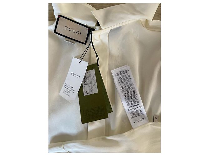 Top Gucci de seda branco com mangas de penas - vista 3
