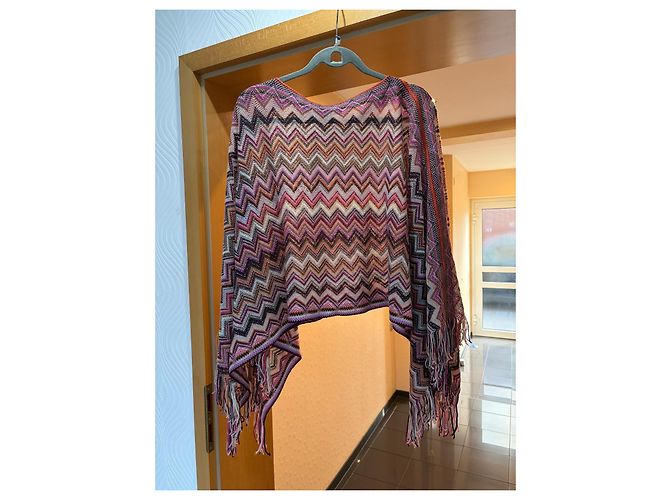 Missoni Strick Poncho Zickzack Wolle Mehrfarbig - Ansicht 2
