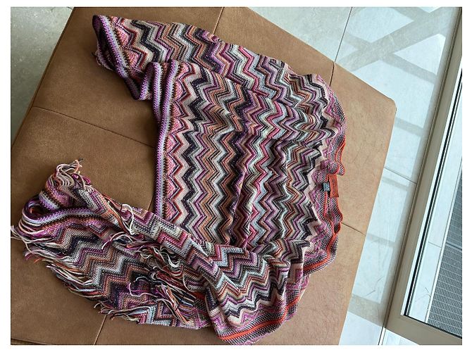Missoni Strick Poncho Zickzack Wolle Mehrfarbig - Ansicht 6
