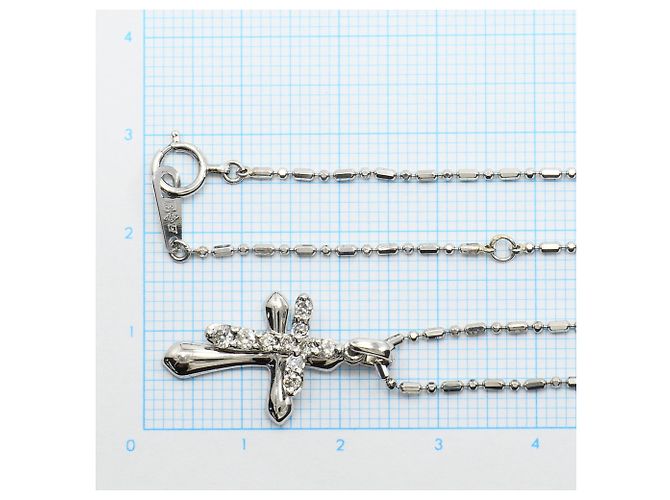 Autre Marque Platinhalskette mit Diamantanhänger - Ansicht 5