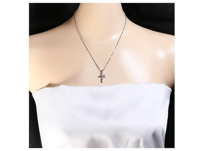 Autre Marque Platinhalskette mit Diamantanhänger - Ansicht 6