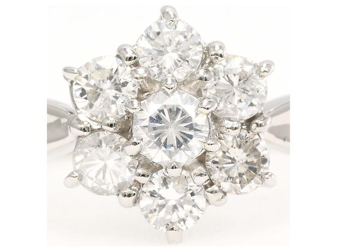Autre Marque Platinum Band Ring with Diamond - view 2