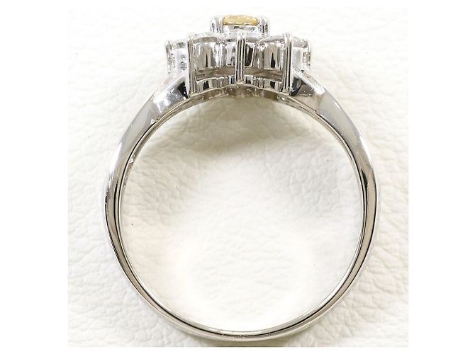 Autre Marque PT900 Platin-Bandring mit braunem Diamanten - Ansicht 2