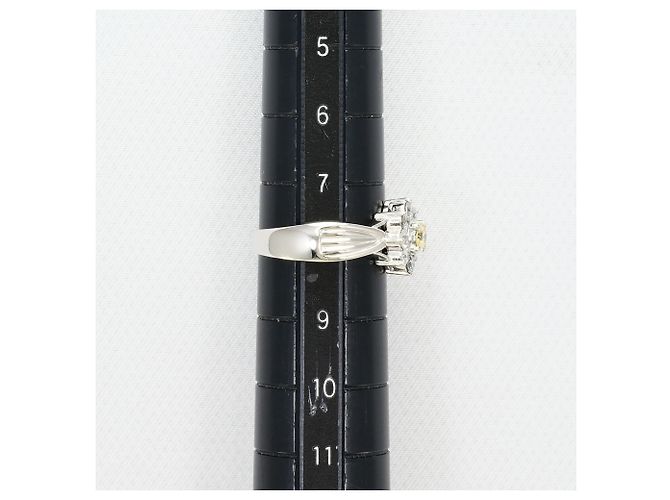 Autre Marque PT900 Platin-Bandring mit braunem Diamanten - Ansicht 7