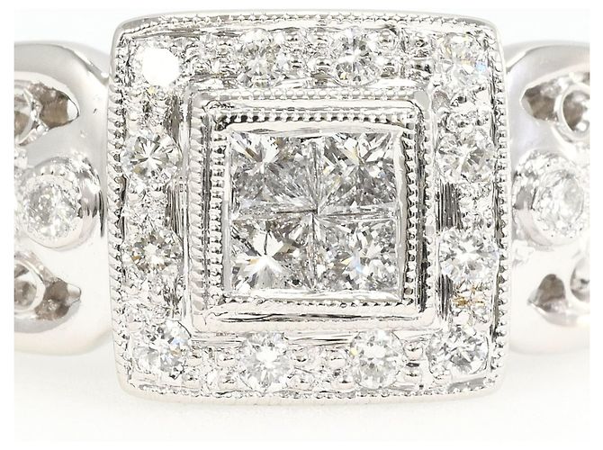 Autre Marque Anello fede in platino e diamanti - vista 2
