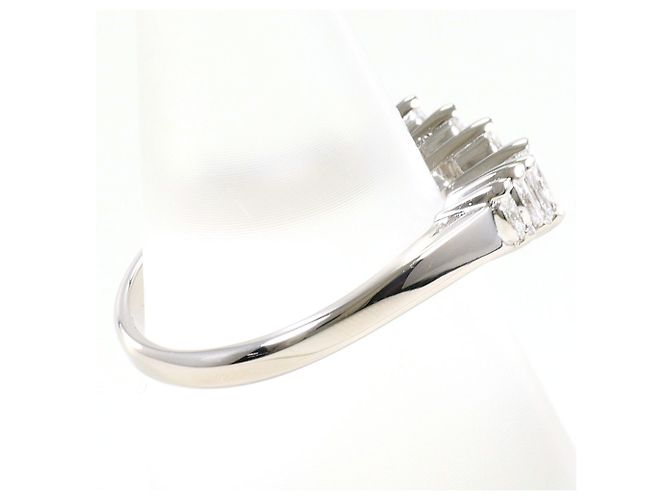 Autre Marque Anel aliança de platina com diamante - vista 2