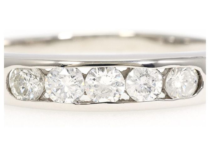 Autre Marque Platinum Band Ring with Diamond - view 2