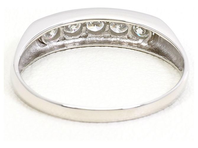 Autre Marque Platinum Band Ring with Diamond - view 4
