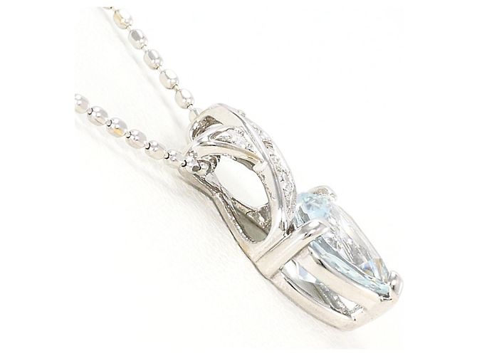 Autre Marque Colar em ouro branco 10K com aquamarine e diamante - vista 2