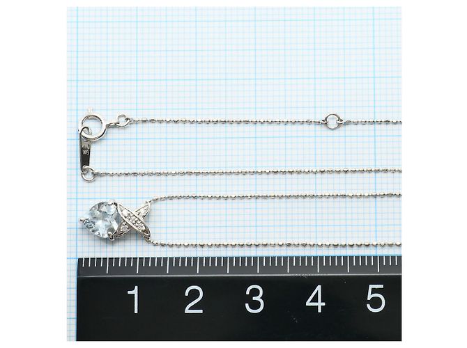 Autre Marque Colar em ouro branco 10K com aquamarine e diamante - vista 4