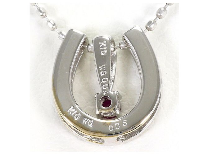 Autre Marque Halskette aus 10K Weißgold mit Rubin und Diamant - Ansicht 3