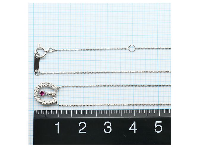 Autre Marque Halskette aus 10K Weißgold mit Rubin und Diamant - Ansicht 4