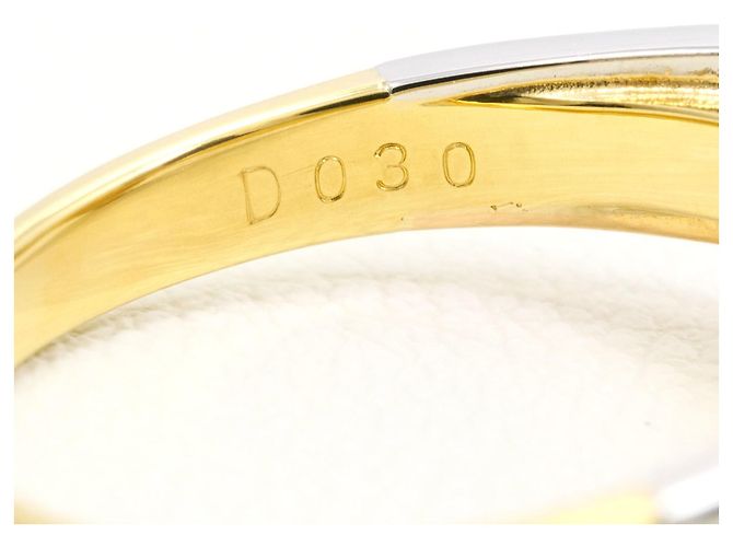 Autre Marque Platin- und Goldbandring mit Diamant - Ansicht 6