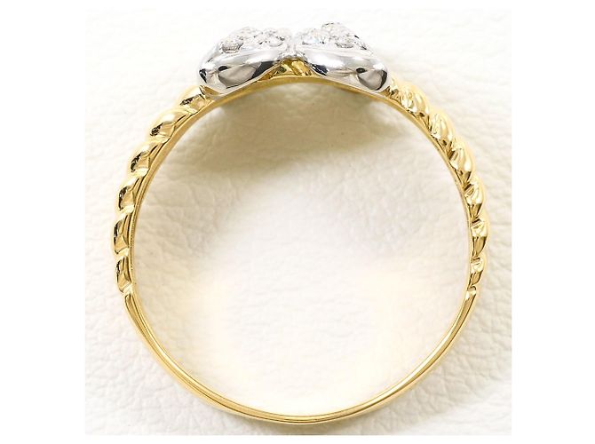 Autre Marque Ehering aus PT900 Platin und 18K Gelbgold mit Diamant - Ansicht 2