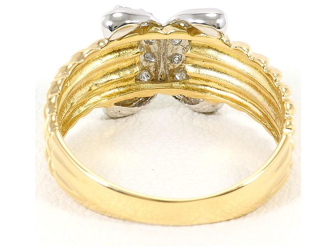 Autre Marque Ehering aus PT900 Platin und 18K Gelbgold mit Diamant - Ansicht 3