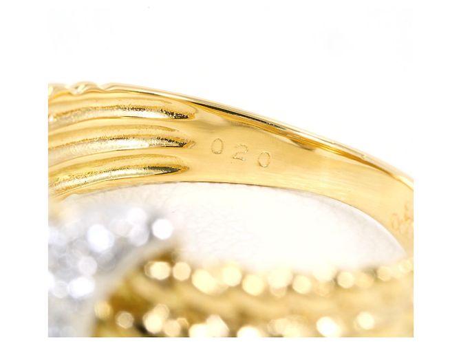 Autre Marque Ehering aus PT900 Platin und 18K Gelbgold mit Diamant - Ansicht 4