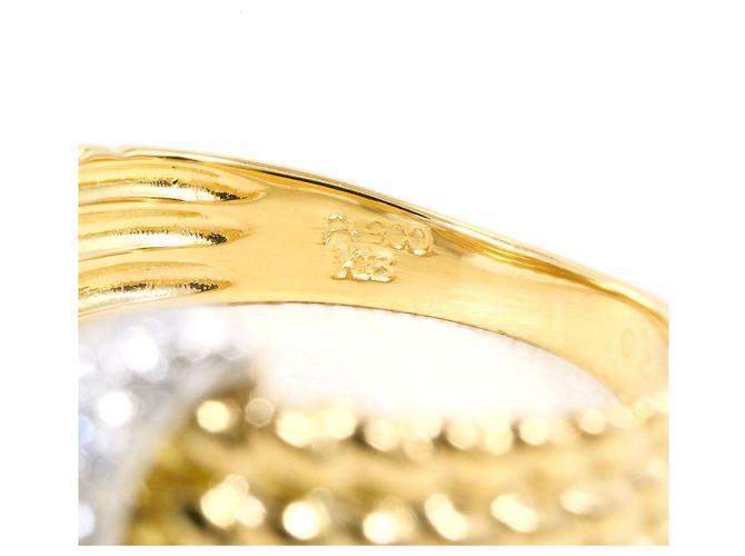 Autre Marque Ehering aus PT900 Platin und 18K Gelbgold mit Diamant - Ansicht 5