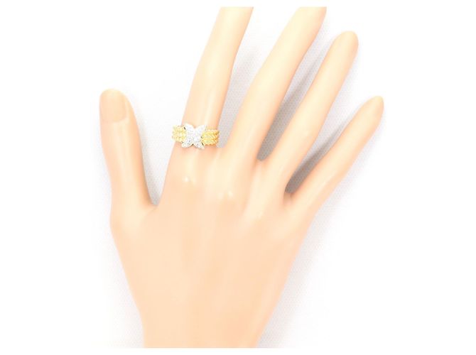Autre Marque Ehering aus PT900 Platin und 18K Gelbgold mit Diamant - Ansicht 6