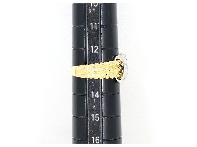 Autre Marque Ehering aus PT900 Platin und 18K Gelbgold mit Diamant - Ansicht 7
