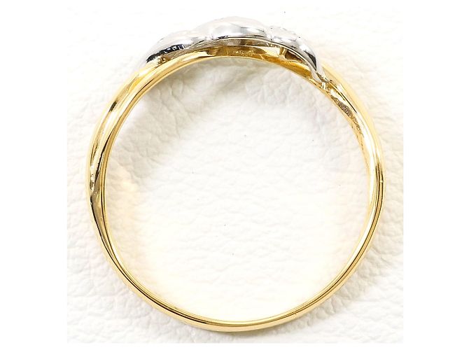 Autre Marque Anello fede in oro giallo 18K e platino con diamante - vista 2
