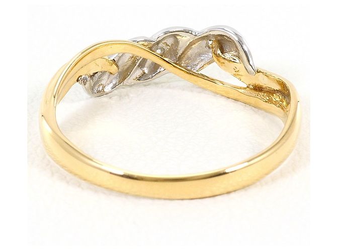 Autre Marque Anello fede in oro giallo 18K e platino con diamante - vista 3