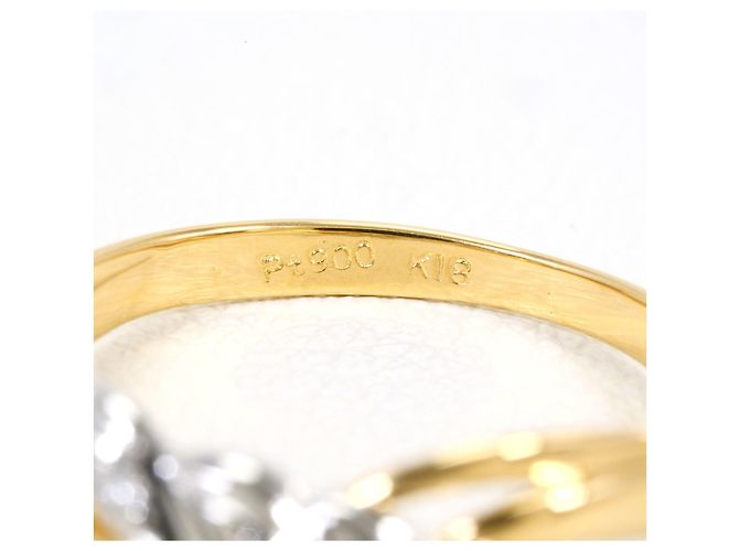 Autre Marque Anello fede in oro giallo 18K e platino con diamante - vista 4