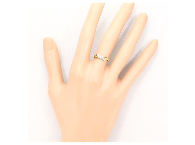 Autre Marque Anello fede in oro giallo 18K e platino con diamante - vista 6