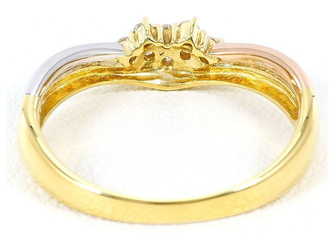 Autre Marque Anello fede in platino e oro giallo 18K con diamante - vista 3
