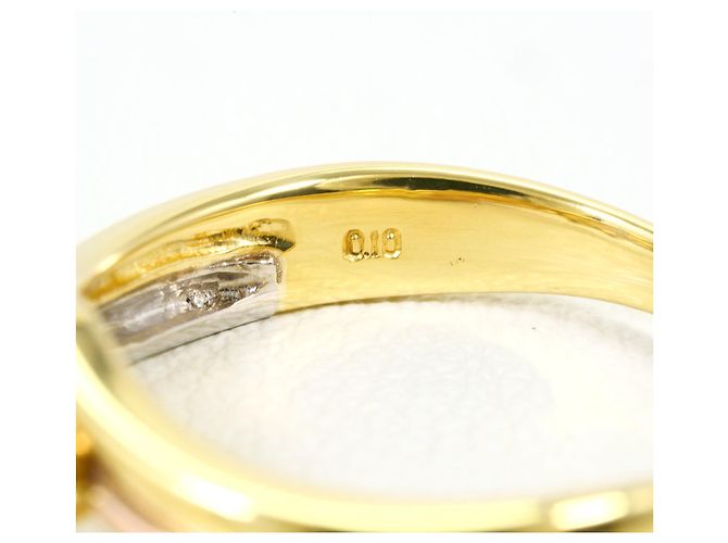 Autre Marque Anello fede in platino e oro giallo 18K con diamante - vista 5