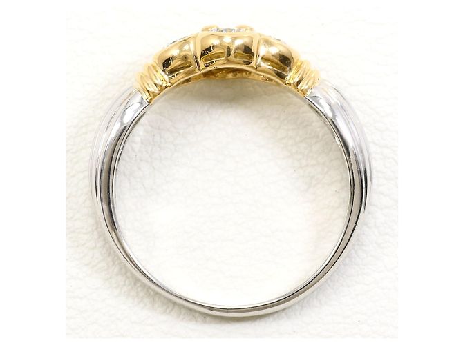 Autre Marque Anello fede in platino e oro giallo con diamante - vista 3