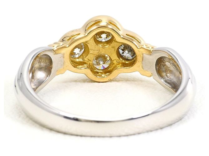Autre Marque Anello fede in platino e oro giallo con diamante - vista 4