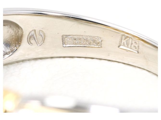 Autre Marque Anello fede in platino e oro giallo con diamante - vista 5