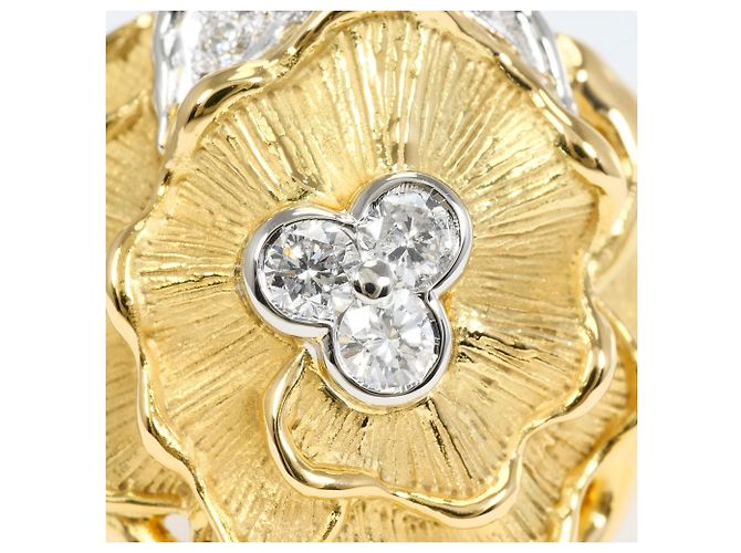 Autre Marque Anello fede in oro giallo 18K e platino con diamante - vista 2