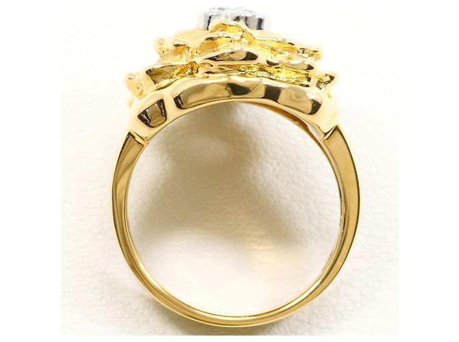 Autre Marque Anello fede in oro giallo 18K e platino con diamante - vista 3