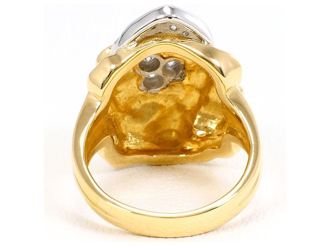Autre Marque Anello fede in oro giallo 18K e platino con diamante - vista 4