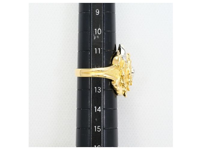 Autre Marque Anello fede in oro giallo 18K e platino con diamante - vista 8
