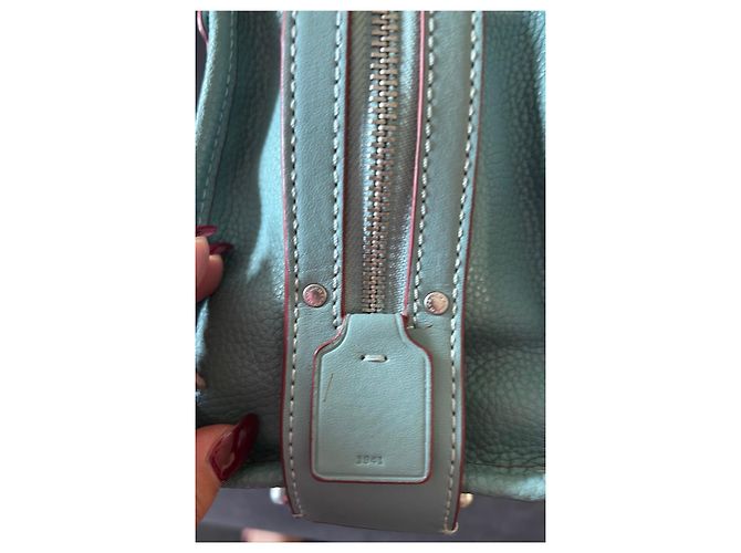 Borsa Coach in pelle blu con applicazioni floreali - vista 5