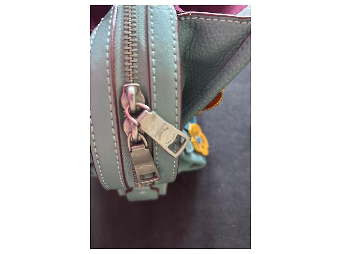 Borsa Coach in pelle blu con applicazioni floreali - vista 7
