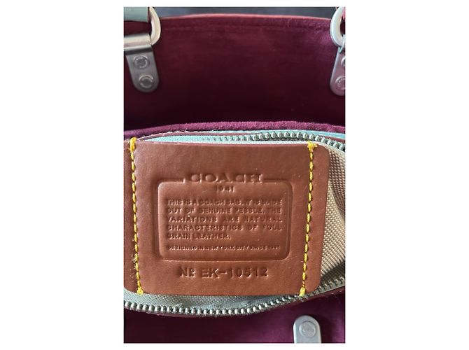 Borsa Coach in pelle blu con applicazioni floreali - vista 9
