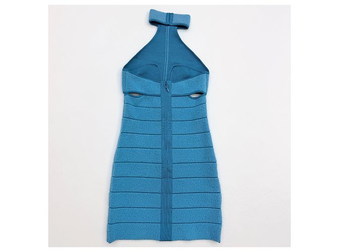 Herve Leger Hervé Léger Vestido Bandage Halterneck Azul - vista 5