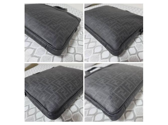 Fendi Zucca Sac Porte-documents Noir Gris - vue 11