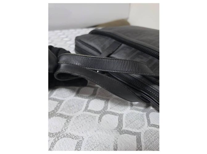 Fendi Zucca Sac Porte-documents Noir Gris - vue 7