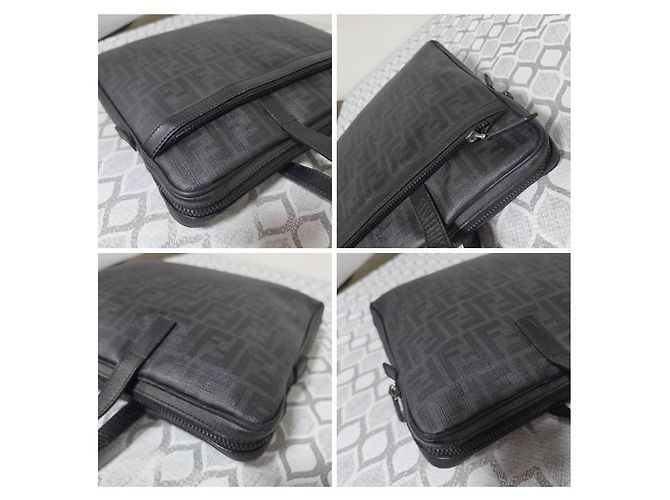 Fendi Zucca Sac Porte-documents Noir Gris - vue 9