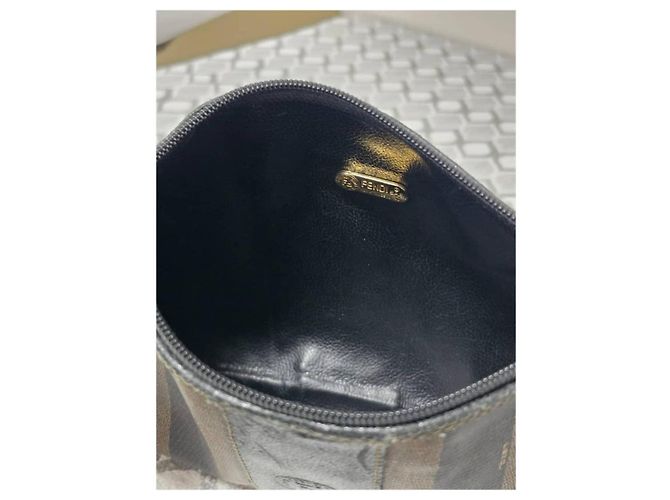 Fendi Pequin Gestreifte Schultertasche Schwarz/Beige - Ansicht 10