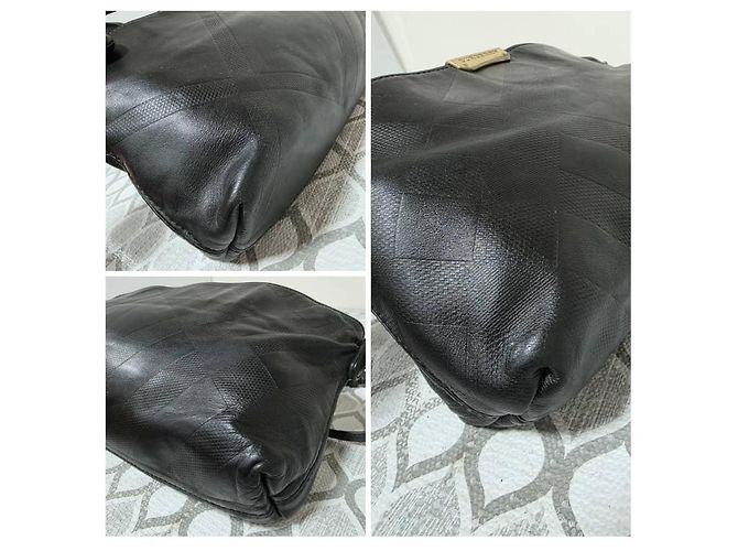 Burberry Piccola Borsa a Tracolla Chichester Pelle Goffrata Check - Nera - vista 12