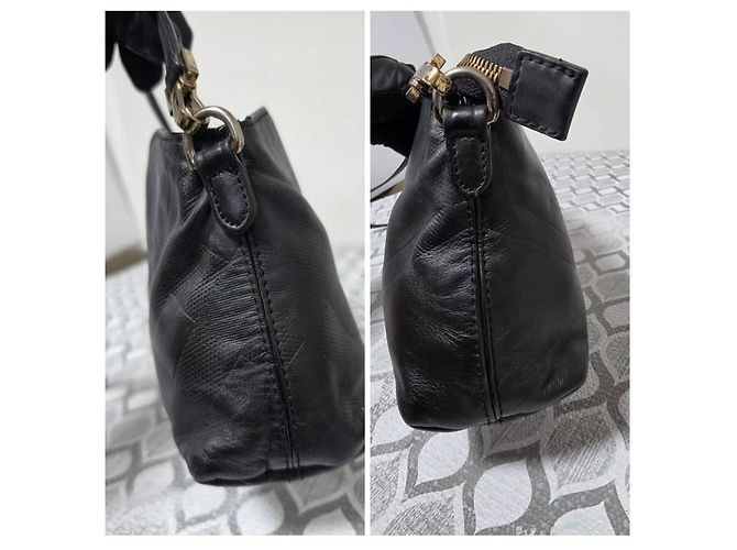 Burberry Piccola Borsa a Tracolla Chichester Pelle Goffrata Check - Nera - vista 4