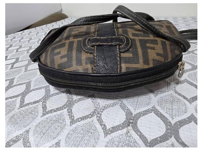 Borsa a tracolla Fendi Zucca in tela e pelle - Marrone - vista 6