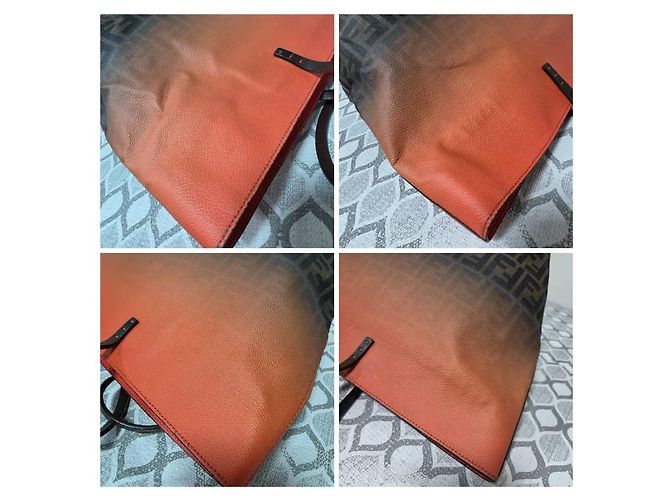 Borsa Shopper Fendi Zucca FF Arancione e Marrone - vista 10